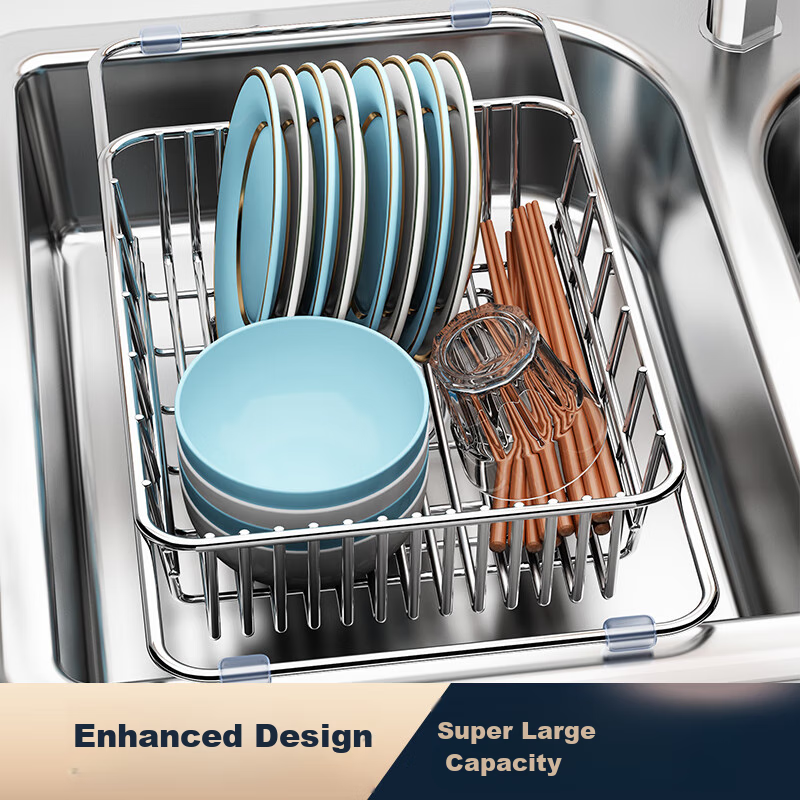 Pinyu Kitchen Dish Rack, Bowl Drainer, Chopstick Drainer, Dish Drainer, Bowl Holder, Pull-Out Basket, Extendable Rack