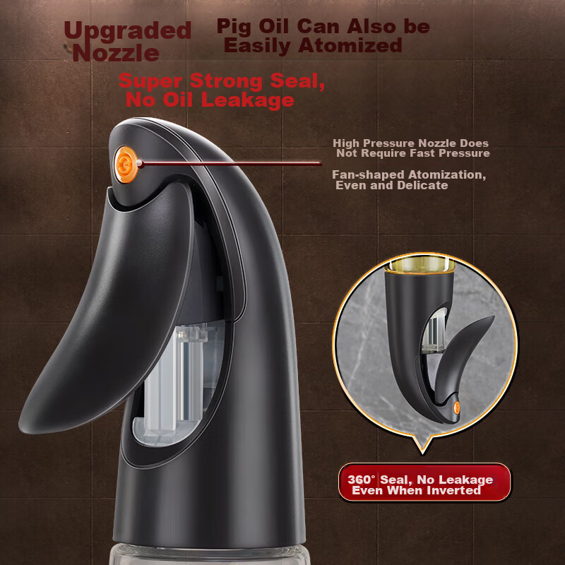 San Si Steel Spray Oil Bottle, Atomizing Glass Seasoning Oil Bottle with Scale, Non-Stick Small Oil Bottle, Kitchen Utensil, 180ML, 34221