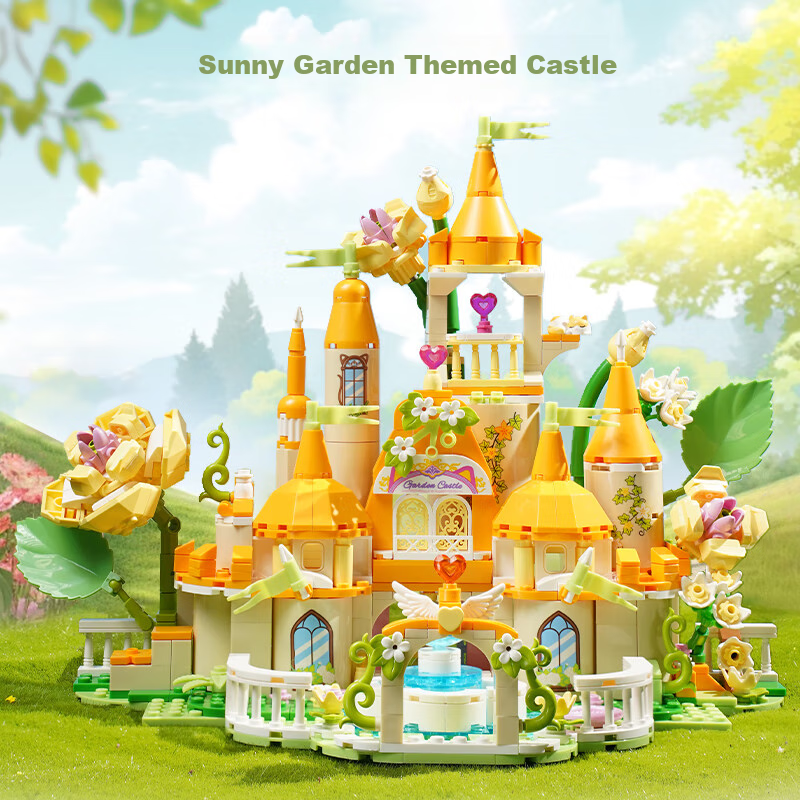 Enlightenment Building Blocks Girl's Villa Castle Model Small Particle Assembly Toy Birthday Gift Garden Castle 34017