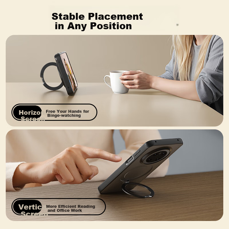 PISEN Huawei Mate70 Phone Case Mate70 Skin-Feel Protective Cover with Stand Magnetic Adsorption Two-in-One Soft Edge Ultra-Thin Anti-Drop Anti-Fingerprint Matte Black