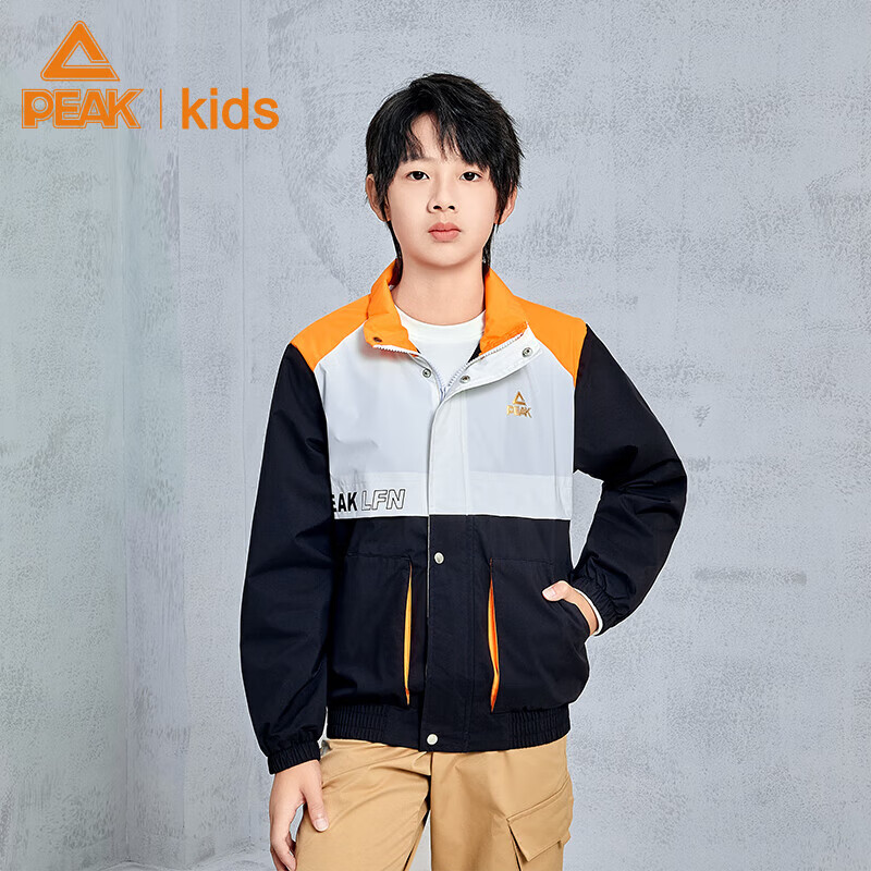 PEAK Kids' Thin Velvet Jacket Boys' Outerwear Big Kids' Sportswear Casual Clothing Black 140