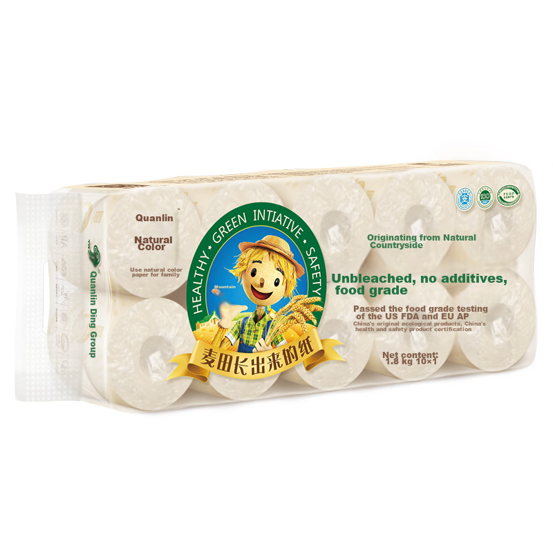 Quanlin Natural Core Toilet Paper, 3-Ply, 180g*10 Rolls, Soft And Dissolving, High-Quality Heavy Weight