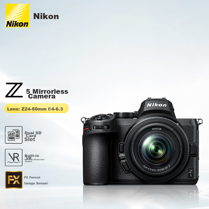 Nikon Z5 Full-Frame Mirrorless Camera, Mirrorless Kit (Z 24-50mm F/4-6.3 Mirrorless Lens), Vlog Camera for Video Shooting