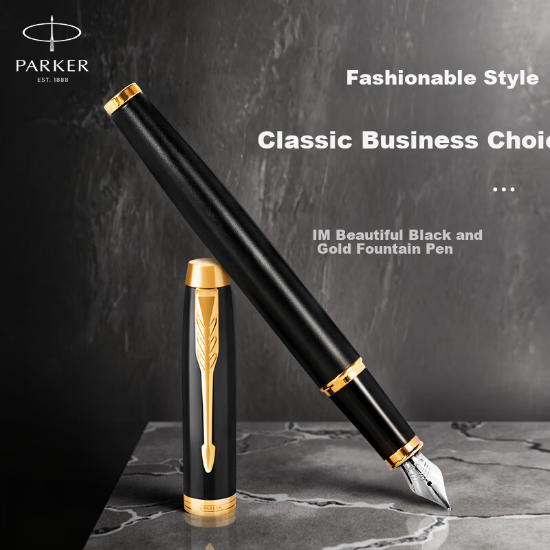 【New Year Gift】PARKER Stainless Steel Pen Signature Pen Business Office Customized Engraved Birthday Gift Calligraphy Stationery IM Series Black and Gold Clip Ink Pen