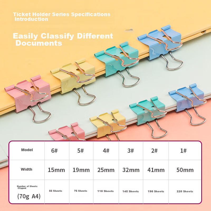 Comix 24 Pieces 32mm Effortless Colorful Long Tail Binder Clips, Medium Size 3# Document Clips Long Tail Clips Swallow Tail Clips B4063