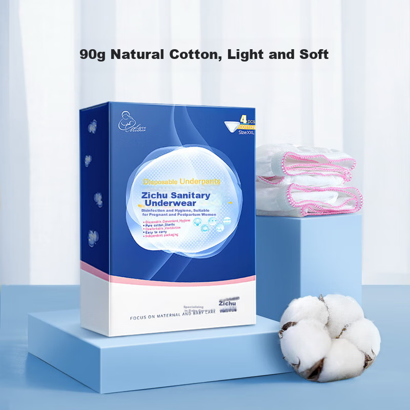 Zichu Disposable Underwear for Women, Pure Cotton, No-Wash, for Pregnant Women, Postpartum, Menstrual Period, Travel Underwear, XXL Size, 20 Pieces