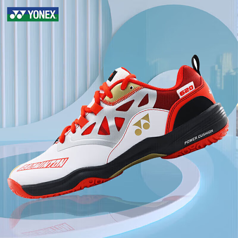 YONEX SHB620WCR Badminton Shoes Professional Competition Power Cushion Wide Version White/Red Size 40