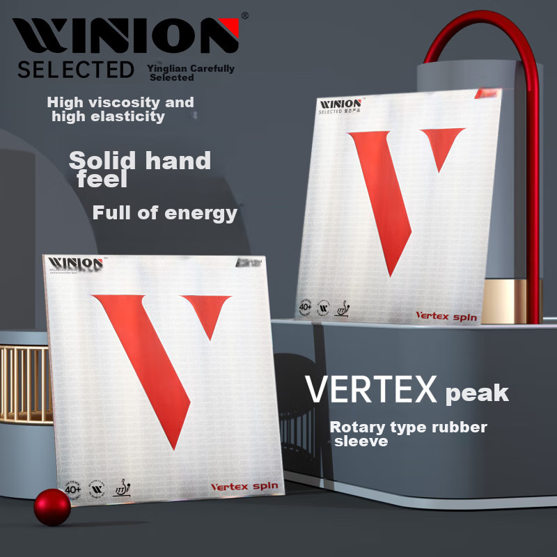 WINION Premium Rotating Table Tennis Rubber, Blue Sponge Reverse Rubber, Red V Medium-Hard, Red 2.15