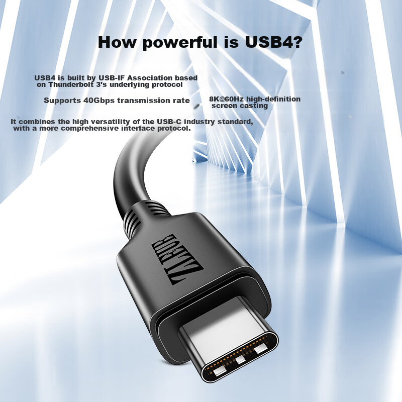 USB4 Full-Function Type-C Data Cable 0.2 Meters, 8K Video Cable, PD240W Fast Charging, Compatible with Thunderbolt 4/3, External Hard Drive Enclosure, One Cable 40G Data Cable F108A