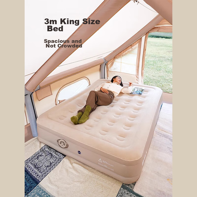 Yuanren Camping Automatic Inflatable Mattress, Outdoor Camping Tent Air Pad, Double Sleeping Mat, Inflatable Bed for Floor Sleeping, Khaki