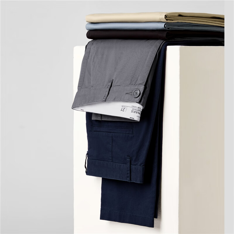 Giordano Black Casual Pants for Men, Elastic Thin Khaki Trousers, Breathable Straight-Leg Pants for Summer, 01119007