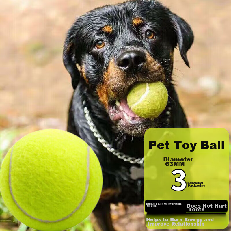 Youfanmeng Dog Toy Balls, Durable Outdoor Balls for Small, Medium And Large Dogs, Teeth Grinding, Elastic Pet Training Balls, Tennis Balls, 3-Pack