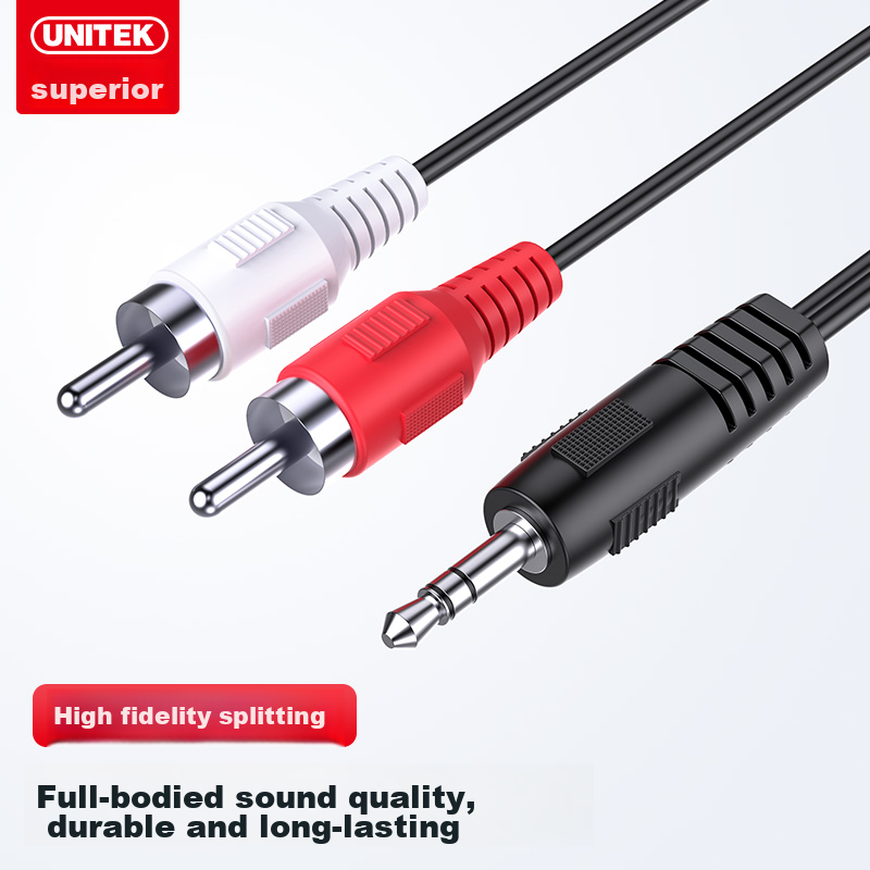Youyuezhe 3.5mm to Dual RCA Audio Cable, 3.5mm to Dual RCA Connection Cable, 1.5 Meters, for Laptop, Desktop Computer, Mobile Phone, Speaker, Amplifier Adapter Cable Y-C904