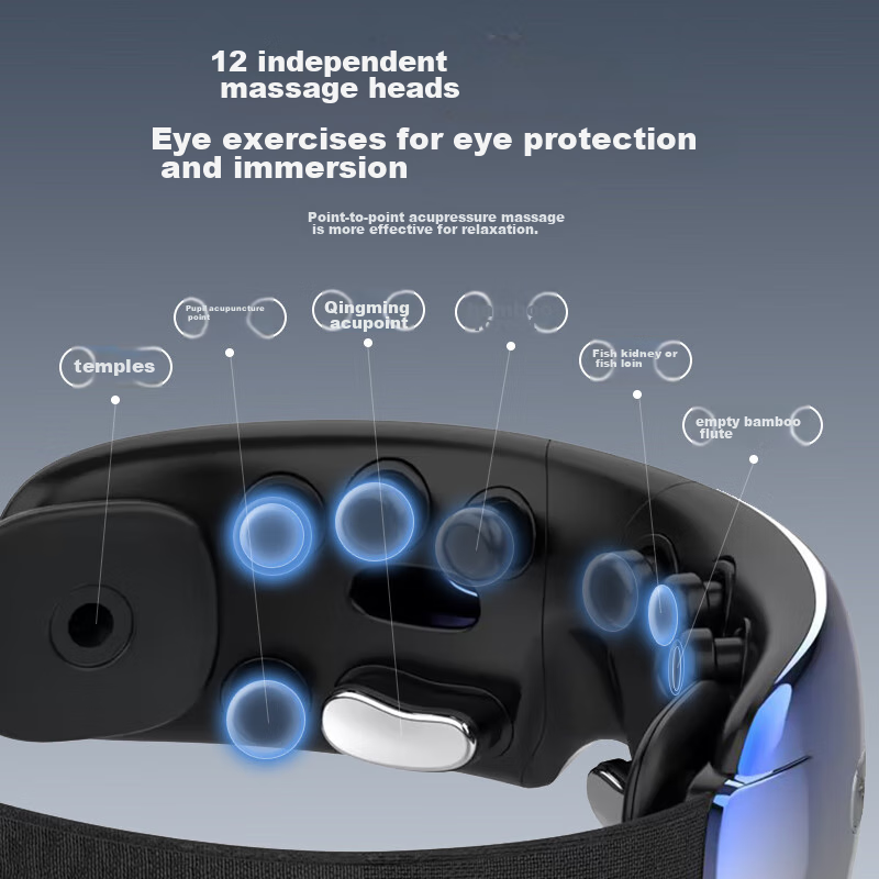 MIAOJIE Y9 Eye Massager, Eye Care Device, Heat Therapy Sleep Mask, Dot Matrix Airbag Massage, Acupoint Massage, Bluetooth Music, Practical Birthday Gift for Parents, Suitable for Men And Women