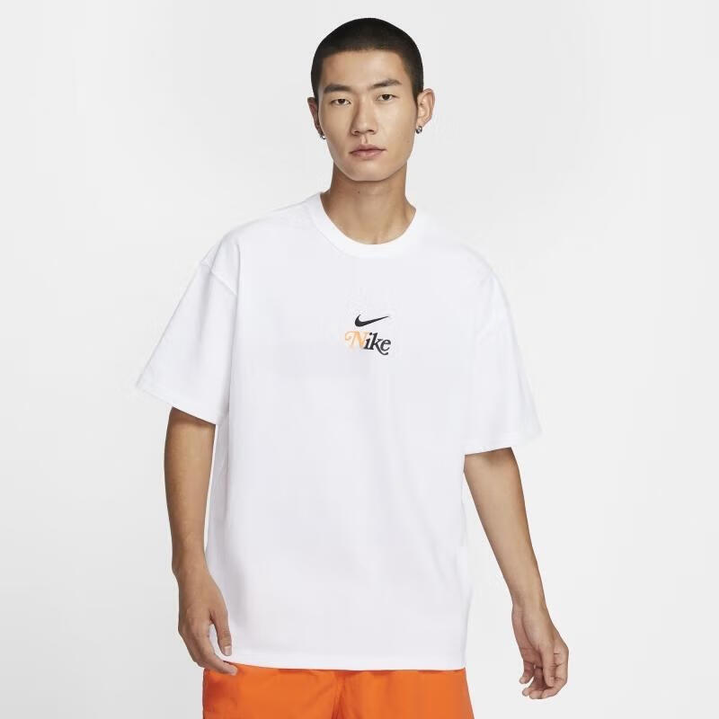 Nike Spring And Summer Men's Short-Sleeve T-Shirt, Sports Casual, Oversize Loose Fit, HM4454-100, White, Size M