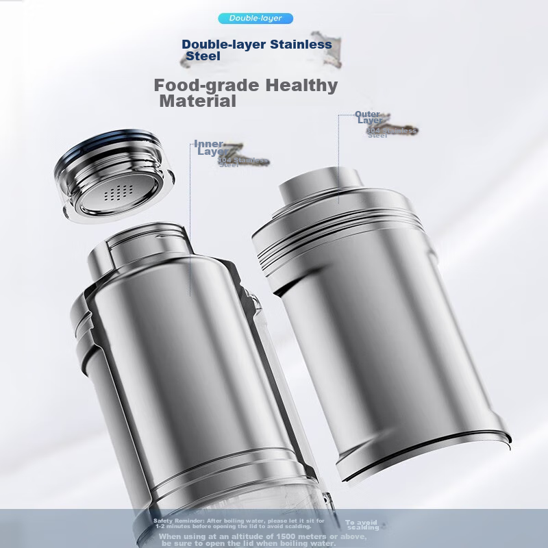 Morphyrichards Electric Kettle, Portable Water Boiler, Home And Travel Use, 1L Large Capacity, Double-Layer 304 Stainless Steel, Heat Preservation, Anti-Scalding, Travel Electric Kettle, Electric Wate