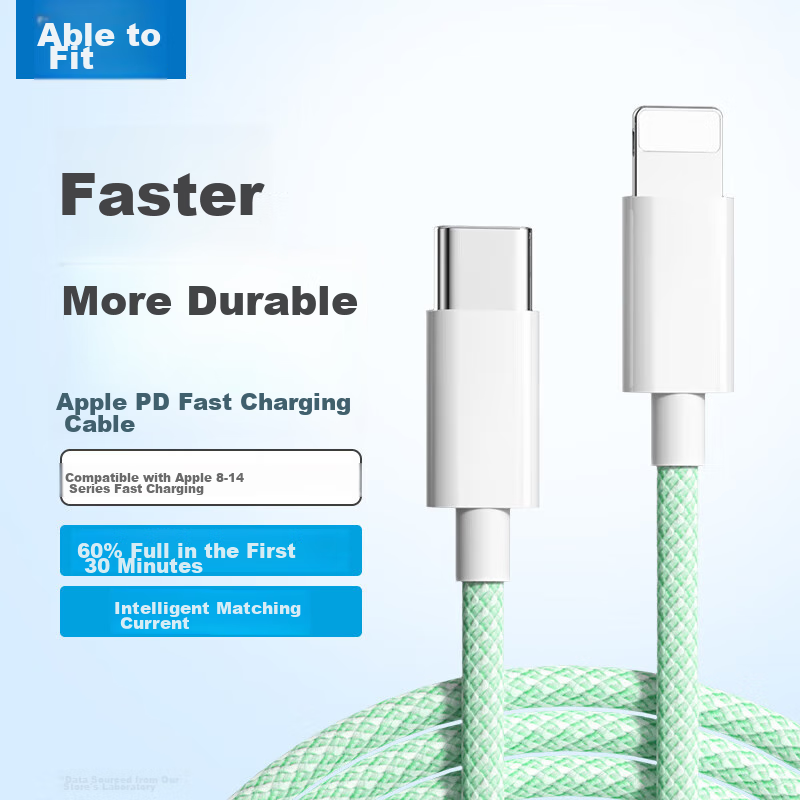 Can Fit Apple Data Cable PD30W Charging Cable for Apple Phones, Compatible with IPhone14/13/12/8, Fast Charging Type-C Tablet Car Wired Cable, 2 Meters, Green