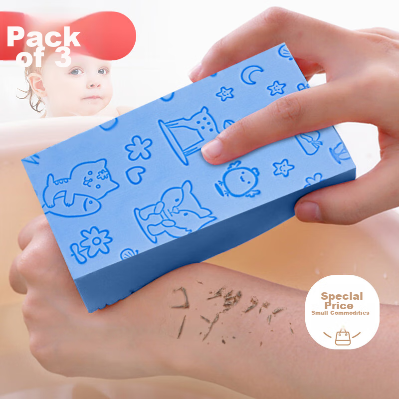 Jiebishi Bath Scrubber, Bathing Tool for Adults And Children, Exfoliating Sponge for Scrubbing And Back Washing, Powerful Sponge for Removing Dirt And Dead Skin, 3-Pack