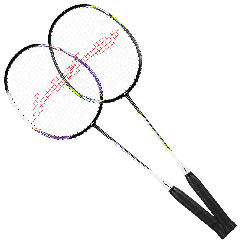 LI-NING Badminton Racket Turbo Charging 900 Grey Purple Double Racket Carbon Composite Racket Pre-strung AYPV033-22