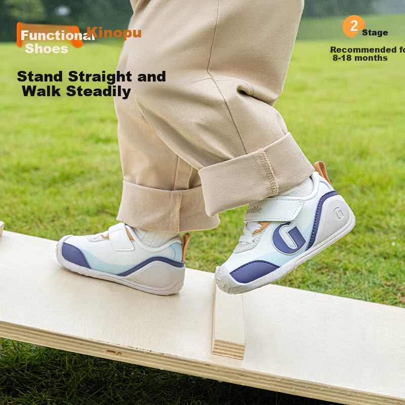 Ginoble Baby Walking Shoes 8-18 Months Spring 25 Years Boys and Girls Soft Bottom First Step Shoes GB2392 Bright White/Night Shadow Blue