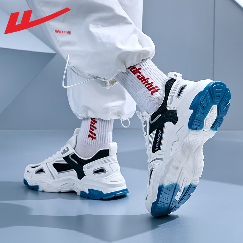 Warrior Warrior Sneakers for Men, Autumn And Winter Dad Shoes, Classic Thick-Soled Casual Shoes for Men, White And Blue, Size 42