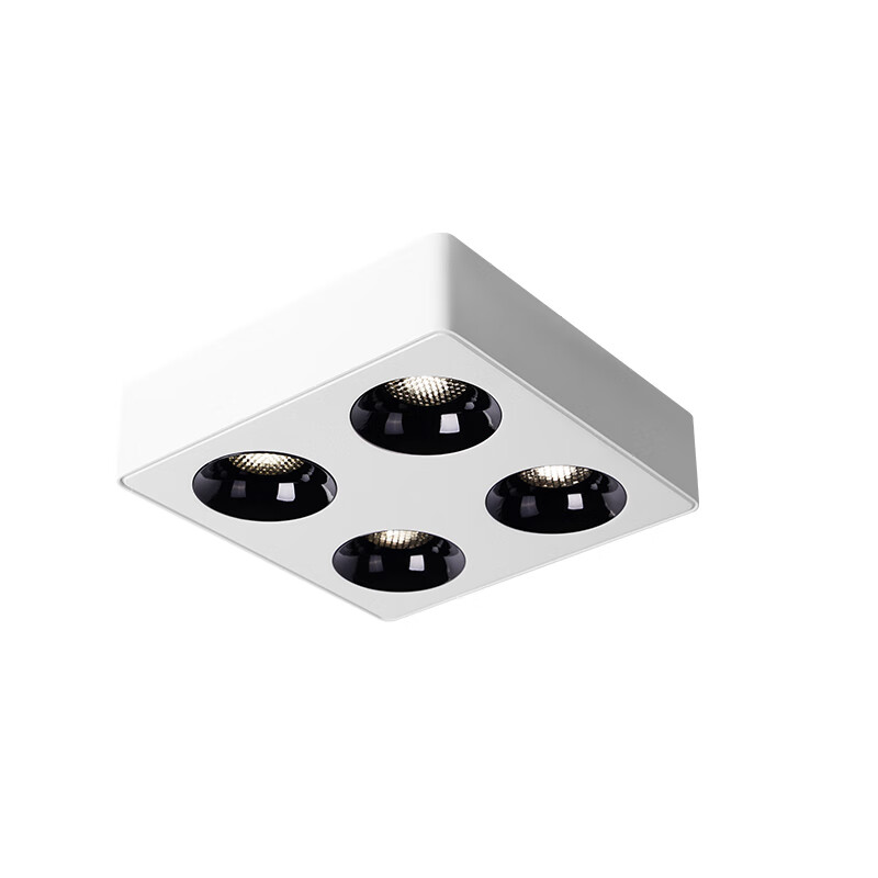 NVC (NVC) LED exquisite spotlight square ceiling-mounted light bold light ultra-thin grid light four-head COB 40W black cup warm white