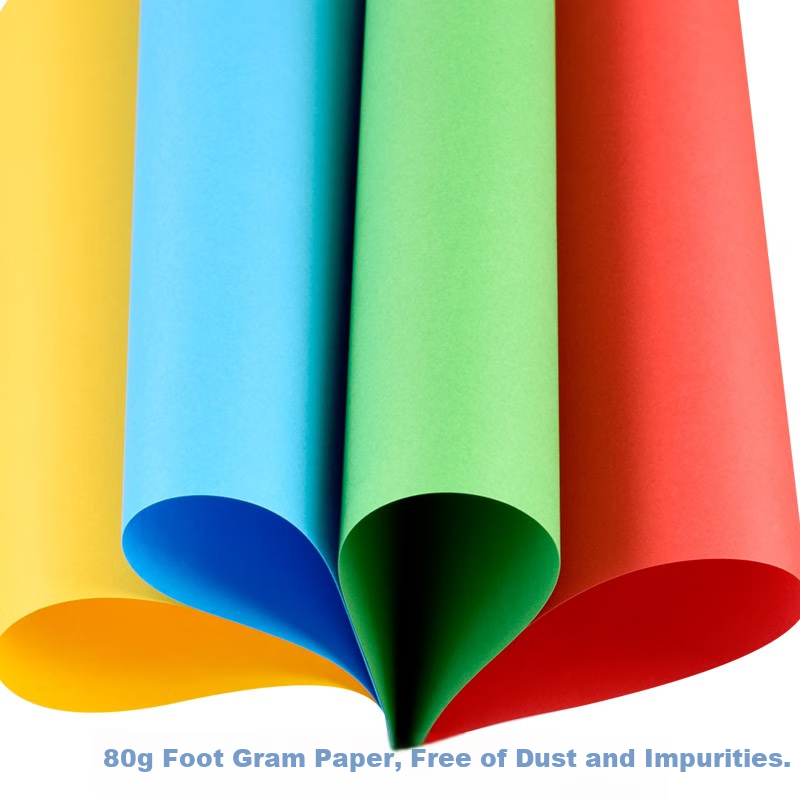 KAISA A4/100 Sheets 4-Color Mixed Printing Paper 80g A4 Colored Copy Paper Double-Sided Thickened Printing Paper for Children's Kindergarten Students' Crafts Colored Paper Origami