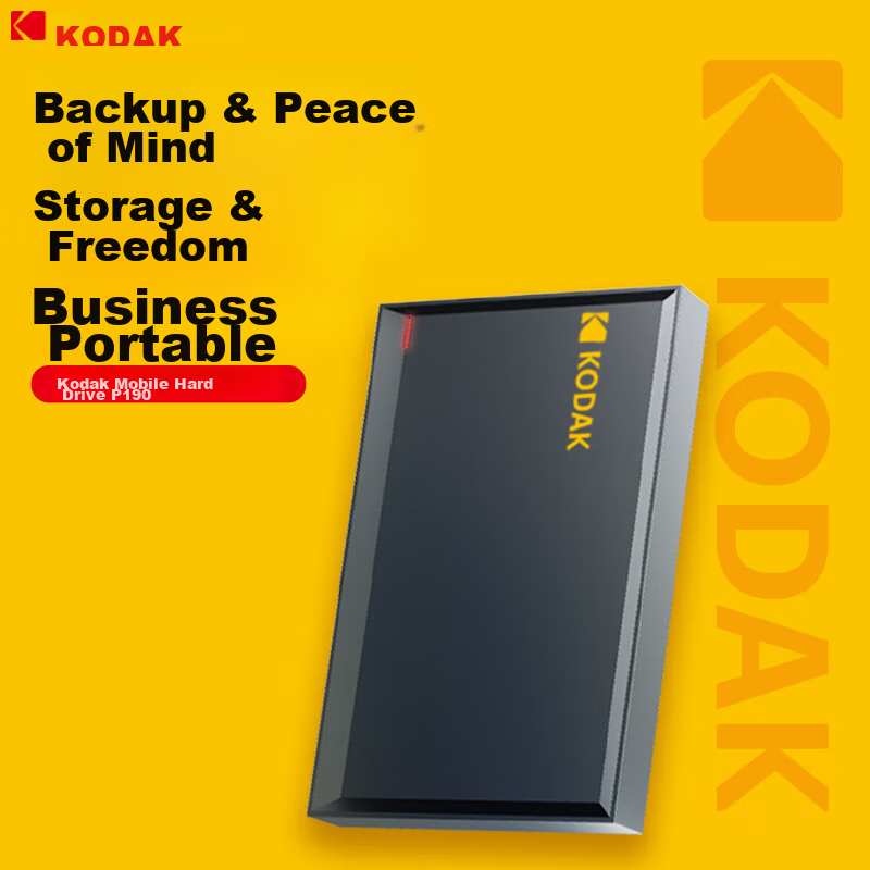 Kodak 1TB External Portable Hard Drive, USB3.0, Mechanical Hard Drive, P190 Series Slim High-Speed Transfer, Compatible with Laptops And Desktop Computers, Universal USB Interface