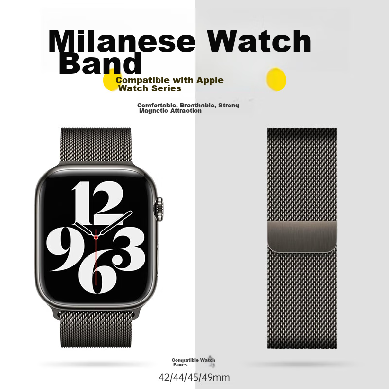 KOVOL [Strong Magnetic Attraction | Comfortable Wear] Compatible with Apple Watch, Milanese Loop, IWatch/s10/9/8/7/ultra2 Magnetic Band, Metal