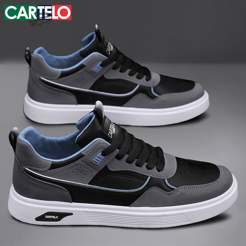 CARTELO Men's Shoes, Spring And Summer 2025, Trendy Casual Shoes, Versatile Sneakers, Men's Sports Training Shoes, Black, Size 42