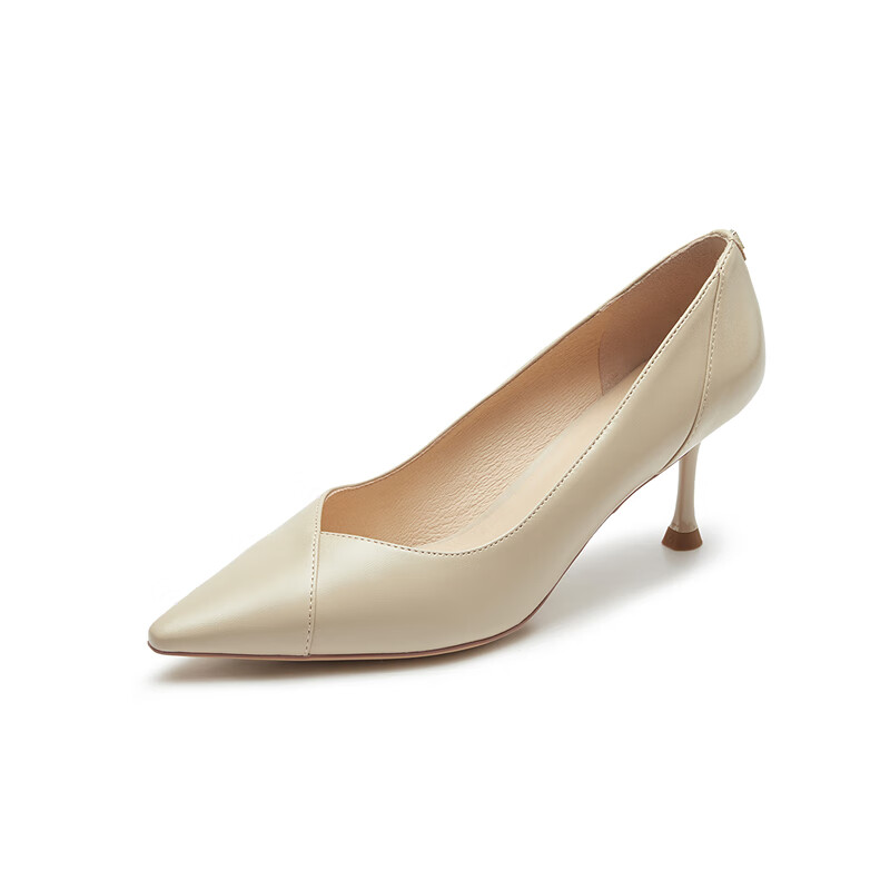 Le Saunda Elegant Commuting Solid Color Shallow Mouth High Heels Women's Single Shoes 5M71012 Light Brown TPK37