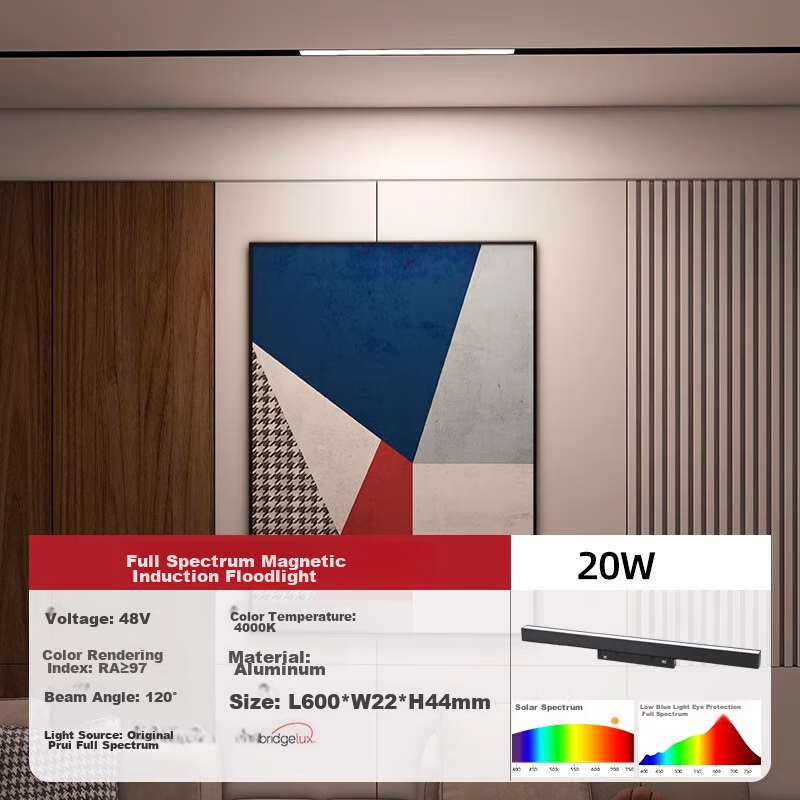 JIAOJIAOZHE Magnetic Track Light, Recessed Light Trough, No Main Light Illumination, Living Room Track Spotlight, LED Rail Light, 20W Floodlight