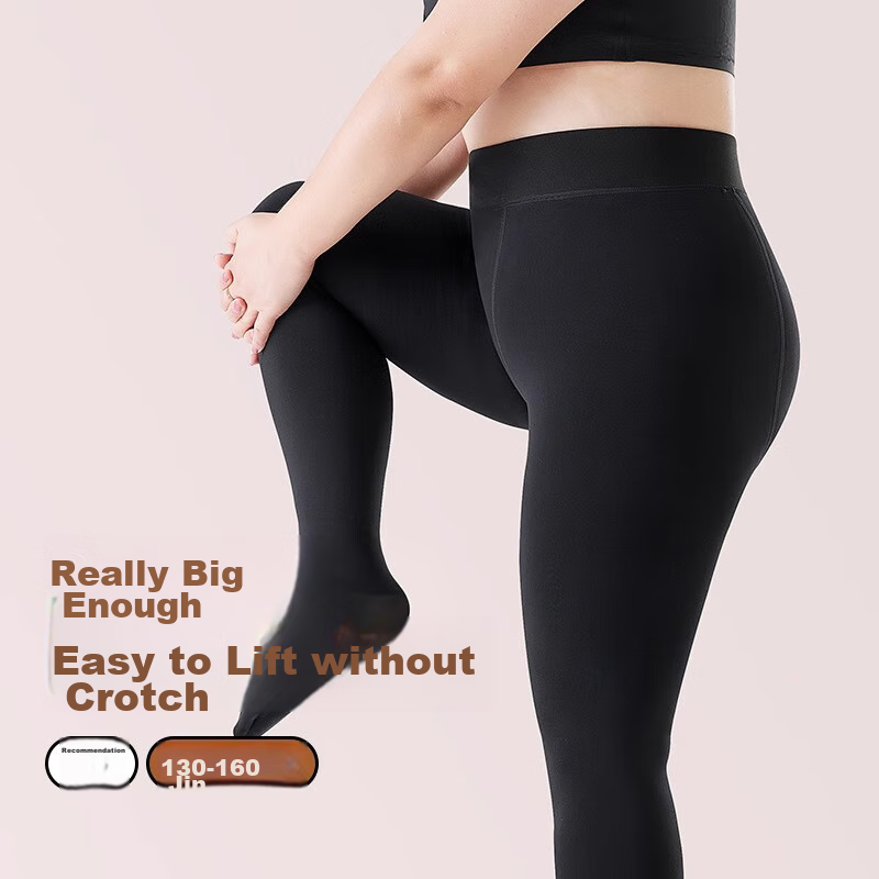 Langsha Women's Plus Size Tights, Bare Leg Pantyhose, Thin Leggings for Outdoor Wear, Black, 2 Pairs