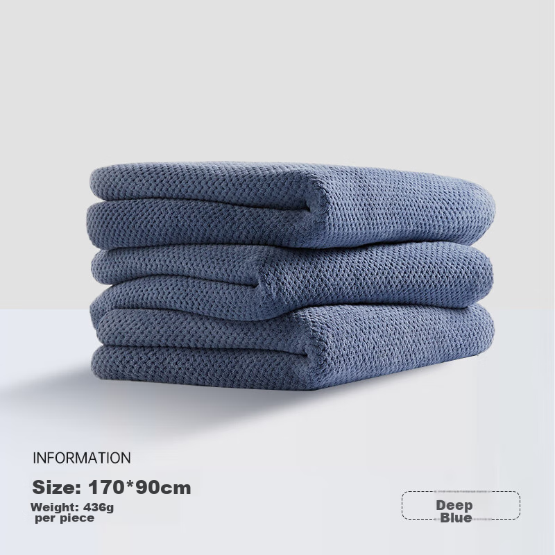 Grace 5A Antibacterial Extra Large Thick Coral Fleece Bath Towel for Adults, Men And Women, Absorbent Fiber Shower Wrap, Deep Blue