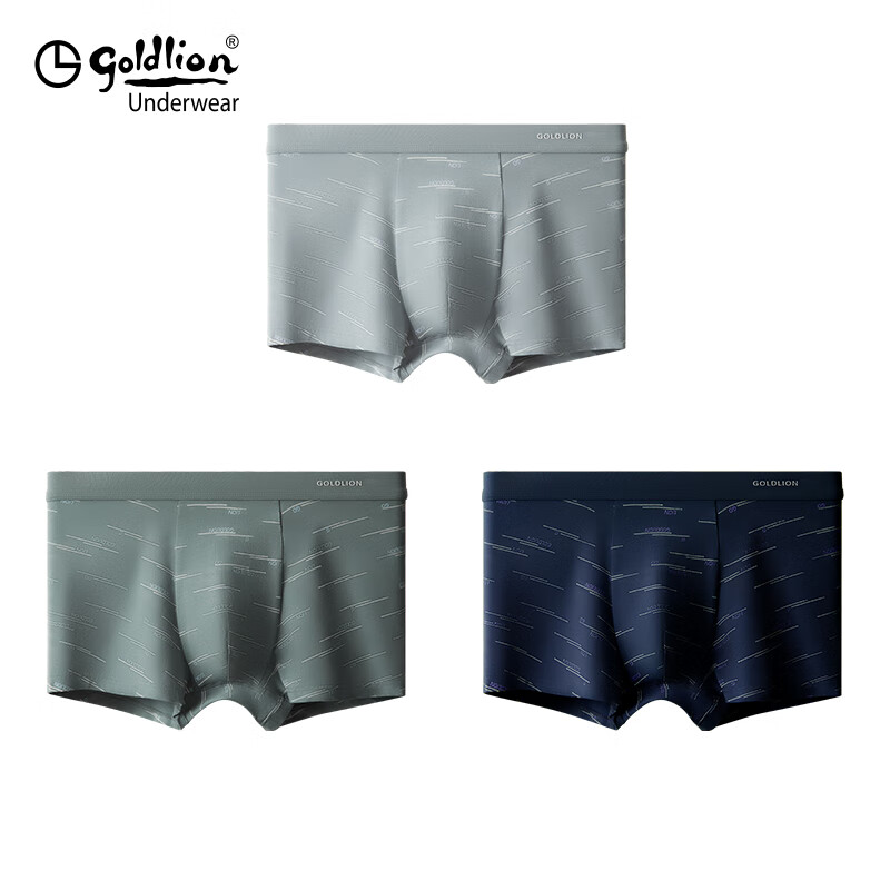 GOLDLION Men's Cotton Breathable Boxer Briefs Moisture Wicking Printed Shorts Underwear for Men 3-Pack