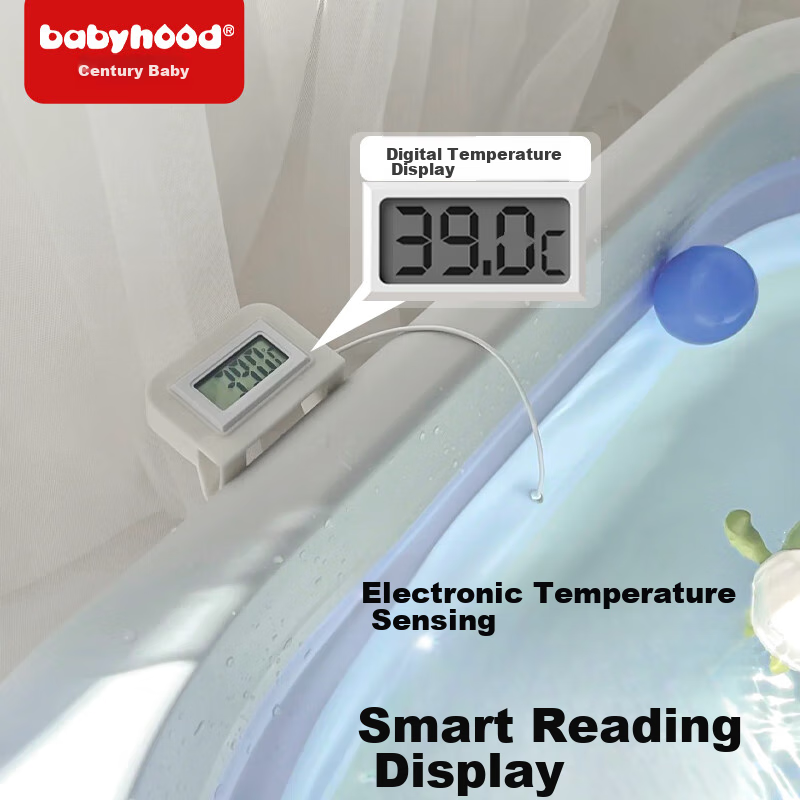 Babyhood Baby Bathtub Folding Bath Tub for Babies Children Sitting and Lying Bath Tub with Bath Mat + Water Thermometer 327+212