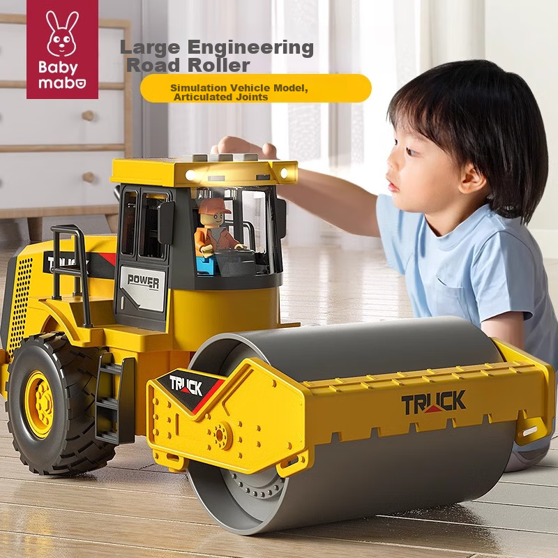Mabao Shuangbao Road Roller Toy, Extra Large, for Boys Aged 2-3 Construction Vehicle, Road Roller Model, Birthday Gift, Musical