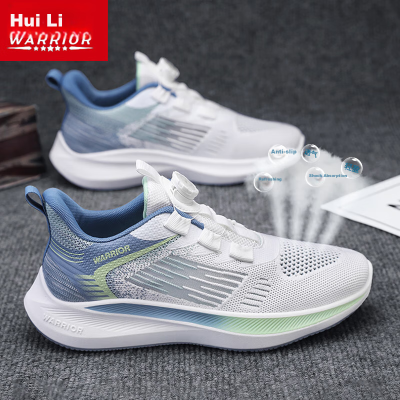 Warrior Men's Mesh Sports Shoes, Men's Running Casual Shoes, 2384C White Blue Green, Size 40