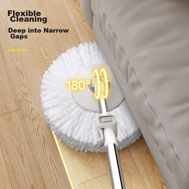 Jiajie Youpin Labor-Saving Mop Handle, Rotating Thickened Mop Disc, Dust Push Rod, Round Mop Head Accessory, Handle And Disc Set, Mop Head Not Included