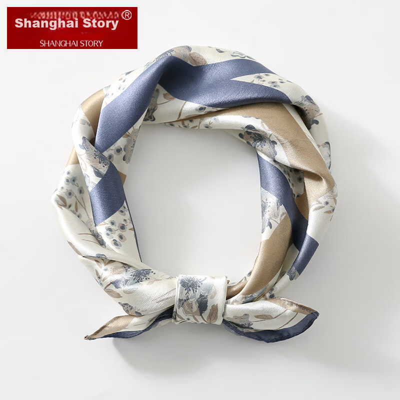 Shanghai Story Pure Silk Small Scarf, 100% Mulberry Silk Scarf, Gift Box, Practical Gift for Women, Birthday And Holiday Present