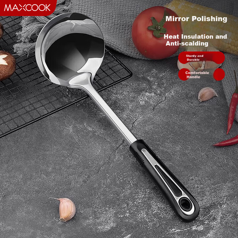 Maxcook Soup Ladle, Stainless Steel Large Soup Spoon, Thickened, Moon Star Series MYX-02