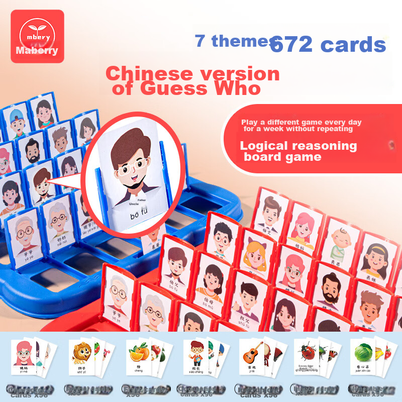 Mbery Guess Who I Am Children's Toy, Logic Reasoning Board Game, Card Game, Parent-Child Interactive, Birthday Gift for Boys And Girls