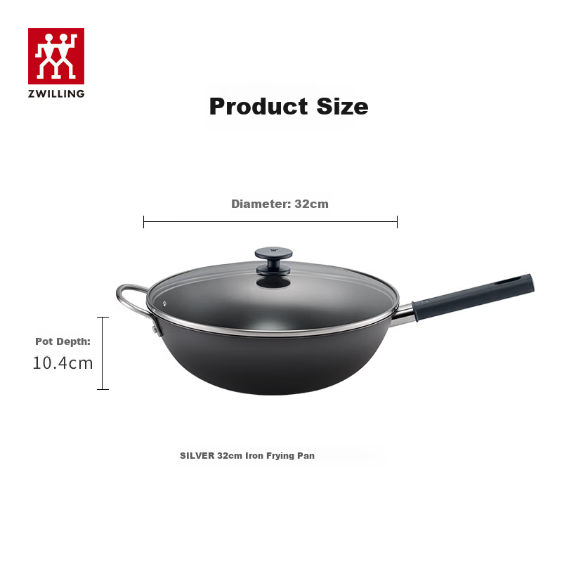 ZWILLING Silver Iron Non-stick Coating Stir Fry Pan for Induction Cooktops, 32cm