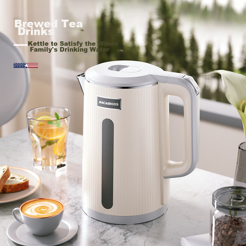 Macaiiroos Electric Kettle, 304 Stainless Steel Double-Layer Anti-Scalding, 1.8L Large Capacity, Water Boiler, Hot Water Kettle, Electric Kettle