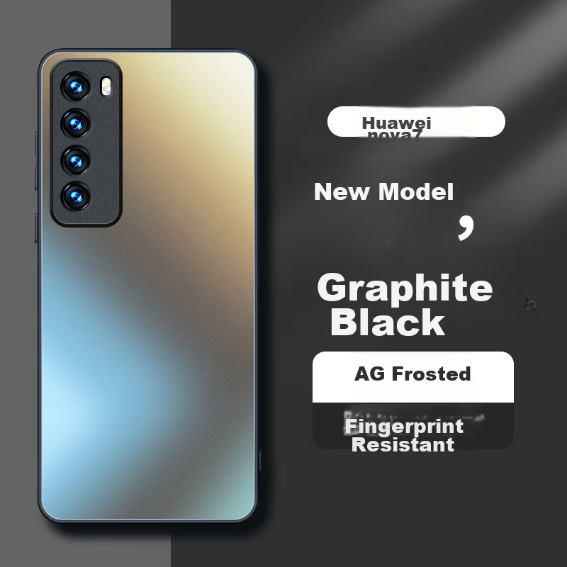 Mengxiangkejia [AG Frosted] Phone Case for Huawei Nova 7, Nova 7 Protective Cover, Full Lens Protection, Ultra-Thin, Luxury Frosted Silicone, Shockproof, Simple Design for Men And Women, Graphite Blac