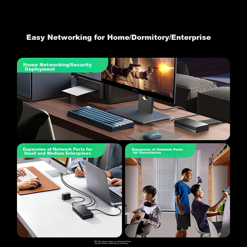 Lulian 8-Port Gigabit Switch, Network Cable Splitter One-To/Two/Four 4-Port Surveillance Network Switch Small, Enterprise Home Dormitory HUB Splitter, Compatible with 100Mbps