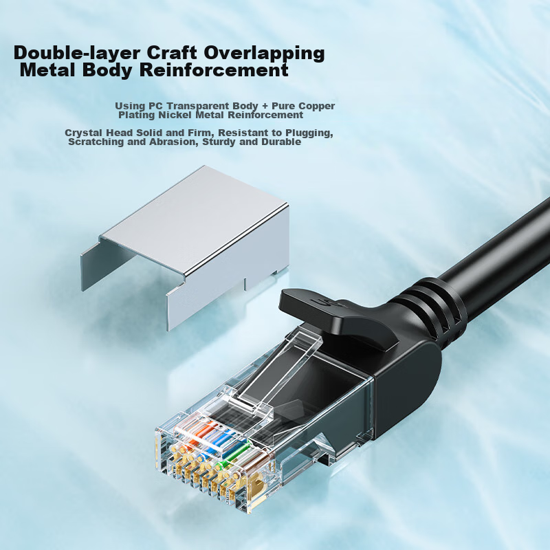 Lulian CAT6 Pure Copper Ethernet Cable, Gigabit Network High-Speed Connection Cable, Computer Broadband 8-Core Twisted Pair Cable, POE Powered Patch Cord, Black, 1 Meter, 50191