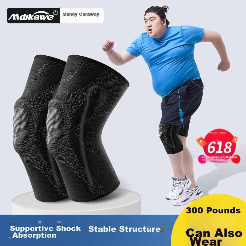 Mdikawe Plus Size Knee Pads for Overweight Men, Sports Leg Guards for Heavyweight Jogging And Jump Rope, XXL Long Knee Pads for Women