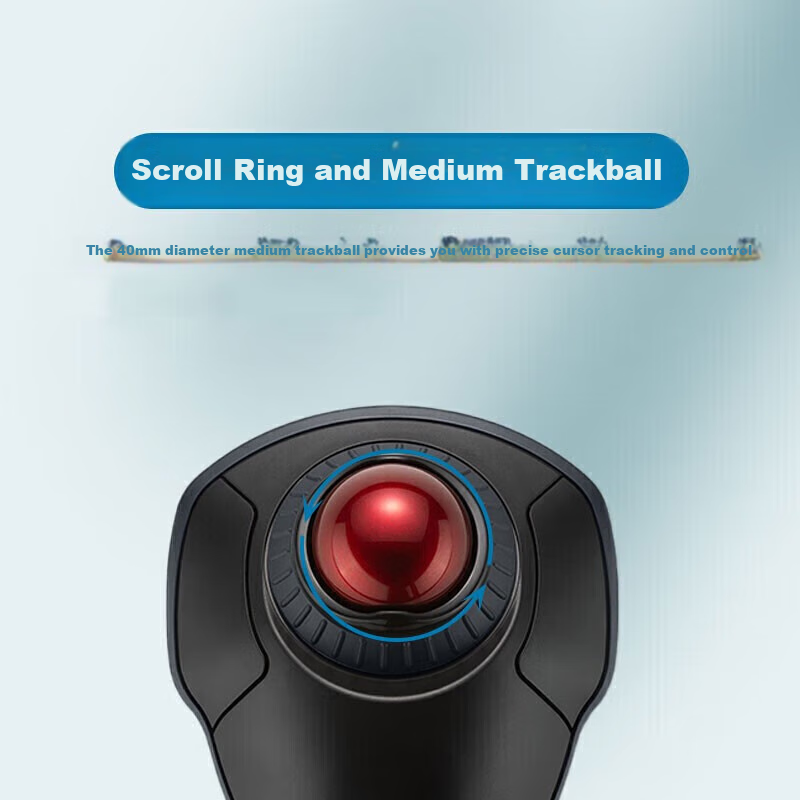 Kensington Wireless Trackball, Ergonomic Mouse, Wireless Bluetooth, for Home Office And PS Drawing, with Wrist Rest, Compatible with ASUS, Lenovo, HP, Apple, Black with Red K70992