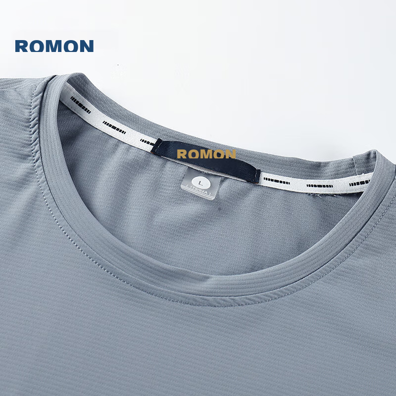 ROMON Ice Silk Feel Short-Sleeve T-Shirt for Men, 2025 Summer Sports Quick-Dry Shirt, Elastic Breathable Undershirt for Men, 01BS Gray 2XL